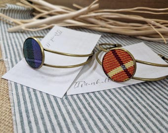 Scottish Tartan Bangle Bracelet | Handmade Tartan Cuff | Highland Inspired Jewellery | Scottish Gift