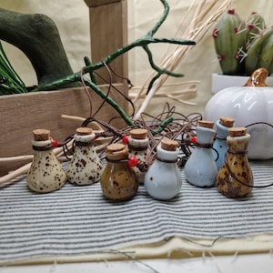 Ceramic Spell Bottle Necklace: Witchy Potion Vial Pendant