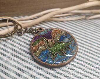 Nessie Keychain: Handmade Wood & Resin Loch Ness Monster Charm