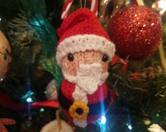 Santa Christmas Tree Ornament Knitting Pattern – Flat-Knit PDF Decoration, Beginner Friendly