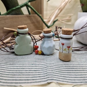 Ceramic Spell Bottle Necklace: Witchy Potion Vial Pendant