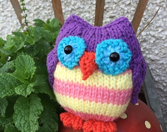 Twooty Owl Knitting Pattern – Flat-Knit Owl Toy PDF, Easy Cute Plush