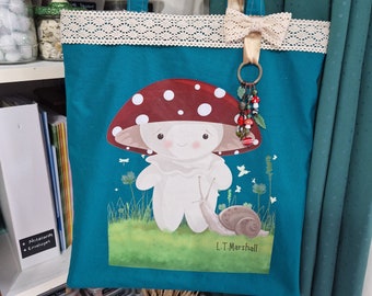 Bolso tote forrado con arte original Shroomie