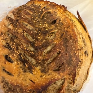 Artisan Organic Sourdough Bread Loaf - Crusty, Fresh Baked, Naturally Leavened with Wild Yeast-Homemade, Yeast,