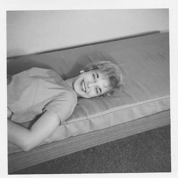 Laughing Beauty Portrait Vintage Snapshot,  Mid Century, Kodak Paper