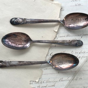Rogers Presidential Collector Spoon Set of 3, Washington Jefferson Adams, Silver Plate image 2