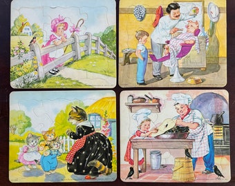 Set of 4 Vintage Nursery Rhyme Puzzles, Platt and Munk Publishers Childrens Puzzle
