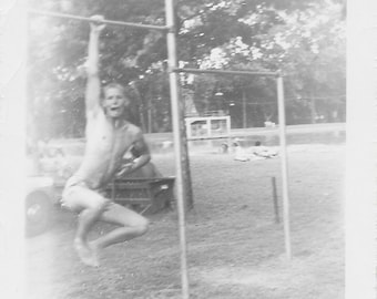 Monkey Man, Burgers Lake Ft. Worth Texas, Playground Shenanigans, Vintage Snapshot 1950s