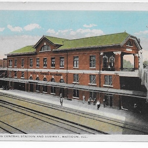 Vintage Postcard New Illinois Central Station Mattoon Illinois