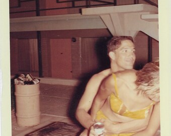 Snapshot Couple by the Pool, Schlitz Beer, Apartment Pool 1960's