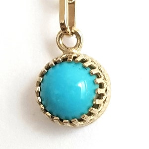 Turquoise Pendant Necklace 14k Gold Chain December Birthstone image 5