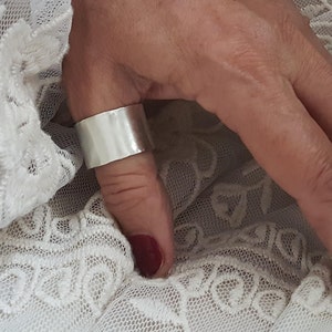 Satin Wide Ring - Silver Flat Ring - Handmade Ring
