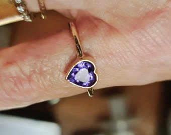 Amethyst Heart Ring - 14k Gold Ring - February Birthstone - Engagement Ring - Purple Amethyst - Handmade Jewelry