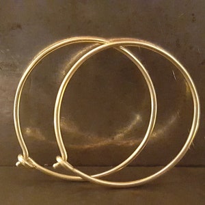 14k Gold Thin Hoops One Inch Earrings Classic Hoop Earrings image 1