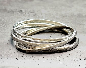 Anillo entrelazado de plata de ley – Estilo boda ruso
