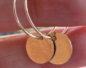 14k Gold Charmed Hoop Earrings, Handmade Hoops, Gold Creoles, Gold Jewelry, Gold Hoops, Gift for Her, Classic Hoops, Gold Earrings, Hoops