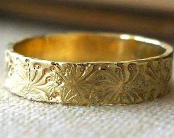 Gold Dandelion Ring - 14k Gold Wedding Ring  - Romantic Ring - Nature Inspired Ring - Handmade Ring