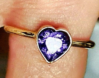 Amethyst Heart Ring - 14k Gold Ring - Handmade