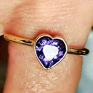 Amethyst Heart Ring 14k Gold Ring February Birthstone Engagement Ring Purple Amethyst Handmade Jewelry image 2