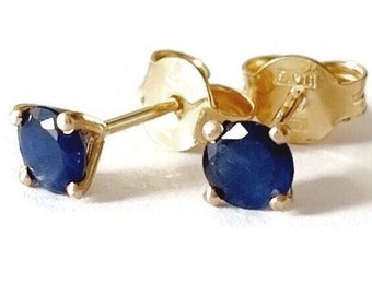 Blue Sapphire Stud Earrings - September Birthstone Gift