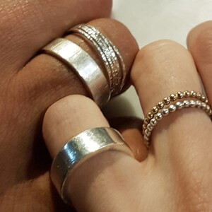 Interlocking & Beads Rings Set Silver Stacking Rings Anniversary Rings image 4