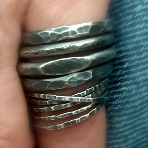 Gothic Stacking Rings Five Silver Rings Set Handmade Rings image 2