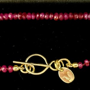 Red Ruby Bracelet Beaded Bracelet 14k Gold Clasp Birthstone Bracelet image 7