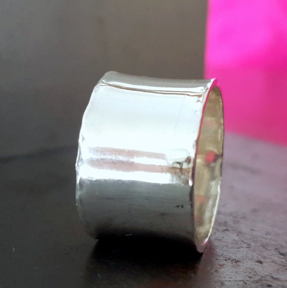Smooth 925 Silver Band Ring 14mm Wide