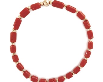 Coral Power Armband - Koralle und Gold Armband - Symbol Armband - Handgemachtes Armband