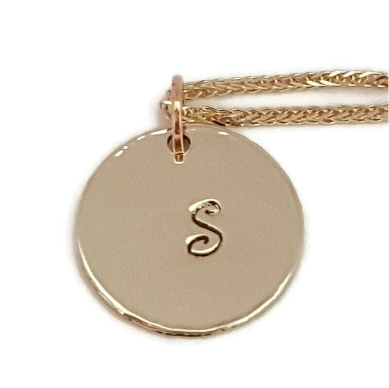 14k Gold Initial Necklace Personalized Letter Charm Necklace Etsy