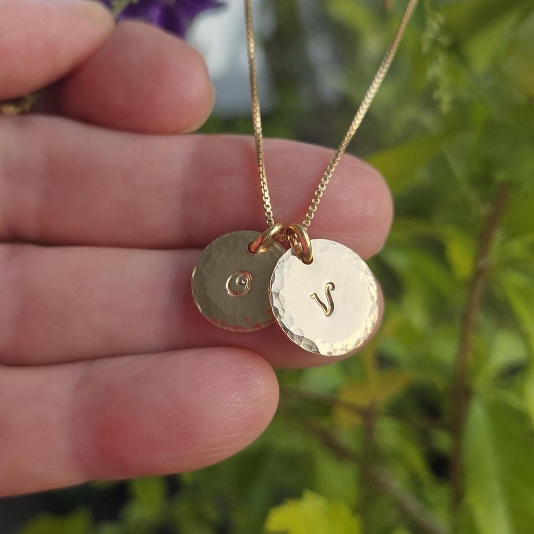 Custom Two Initial Discs Chain Necklace - Etsy