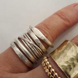 Five 925 Silver Rings Set Custom Finish image 3