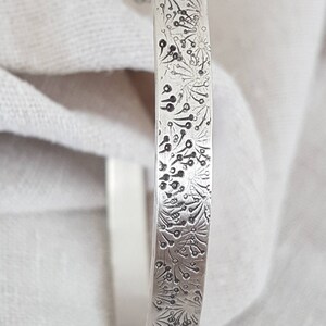 Dandelion Cuff Bracelet Silver Unisex Bracelet Handmade Bracelet image 4