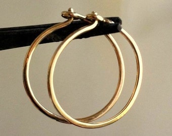 Thin Hoop Earrings - One Inch Hoops - Classic Hoops - Handmade Earrings