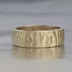 Handmade Bark Textured Ring, Nature Inspired 925 Silver Band