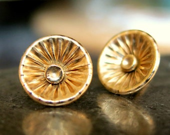 Corrugated Stud Earrings - Versatile Earrings - Gold Plated Earrings