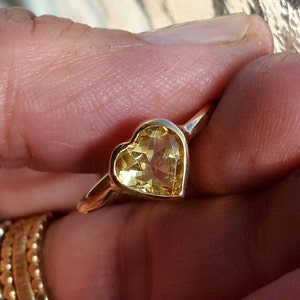 Citrine Heart Ring 14k Gold Ring Birthstone Ring image 4