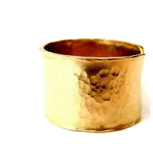 Hammered Wide Ring - Adjustable Ring - Left Open Ring