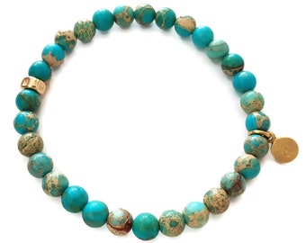 Blue Imperial Jasper Bracelet - Her & His - Personalized  Bracelet - Handmade Bracelet