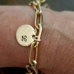 Chunky Chain Bracelet Initial Charm Paperclip Chain Bracelet image 2