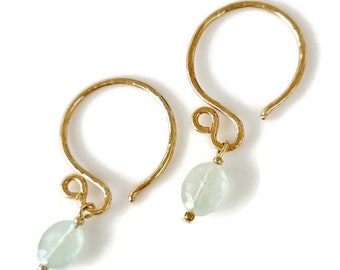 Aquamarine Earrings - Charmed Hoops - Handmade Earrings