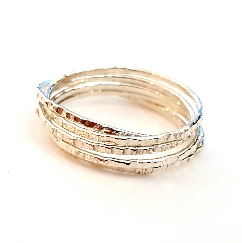 Interlocking & Beads Rings Set Silver Stacking Rings Anniversary Rings image 5