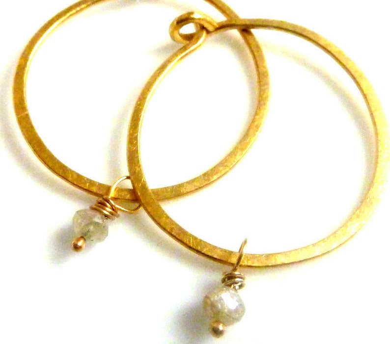 14k Gold Thin Hoops One Inch Earrings Classic Hoop Earrings image 5