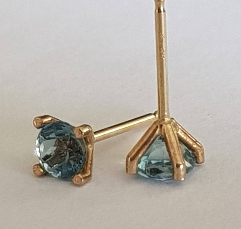 14k Gold London Blue Topaz Earrings image 4