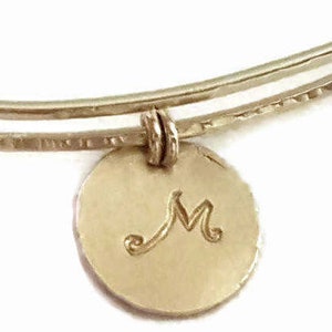 Gold Expandable Bracelet Initial Charm Bracelet Monogram Bracelet image 3