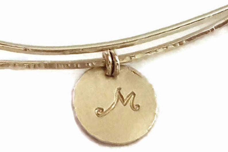 Gold Expandable Bracelet Initial Charm Bracelet Monogram Bracelet image 3