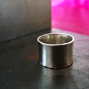 Smooth 925 Silver Band Ring 14mm Wide image 4
