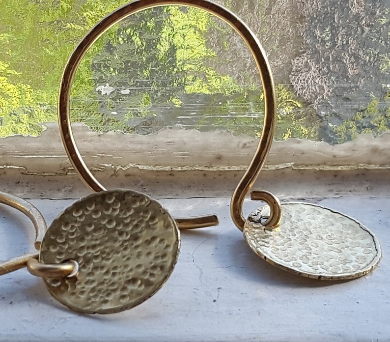 14k Gold Charmed Hoop Earrings Gold Creole image 3