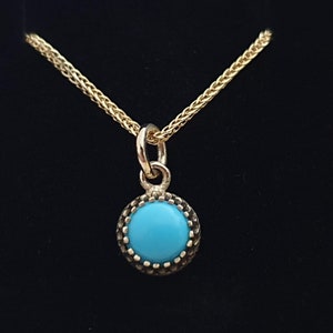 Turquoise Pendant Necklace 14k Gold Chain December Birthstone image 4