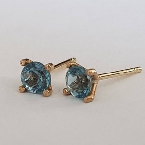 14k Gold London Blue Topaz Earrings image 5